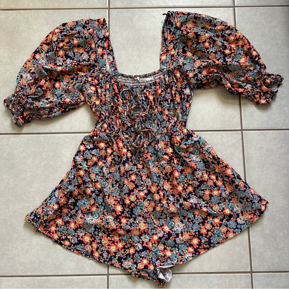 Free People Womens Show Me Loe Floral Square Neck Romper - Picture 3 of 8